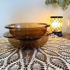 Vintage Amber Pyrex Bowl Set - 024, 023